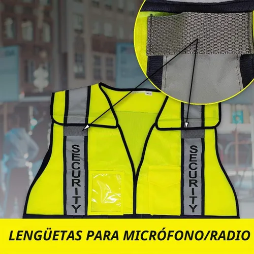 Vista 7 de VIEWBRITE Chaleco reflectante clase 2 para bomberos, color verde lima, chaleco de bomberos amarillo de alta visibilidad de 5 puntos