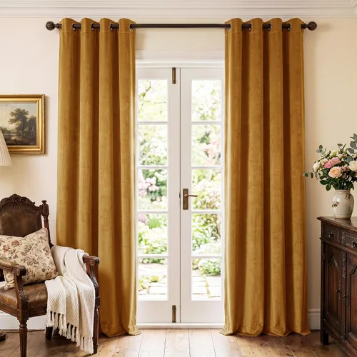 Vista 26 de StangH Cortinas de terciopelo gris de 84 pulgadas para oscurecer la habitación, con aislamiento térmico, cortinas gruesas y pesadas para sala