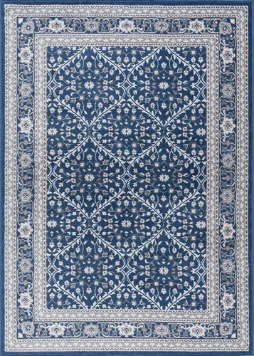 Vista 4 de Beauregard - Alfombra rectangular tradicional oriental azul marino, 5 x 7 pies Azul marino/flor y brillo