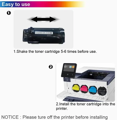 Vista 4 de VersaLink C500/C505 - Cartucho de tóner de alto rendimiento para Xerox 106R03862 106R03863 106R03864 106R03865 uso para Xerox Versa Link C500 C505