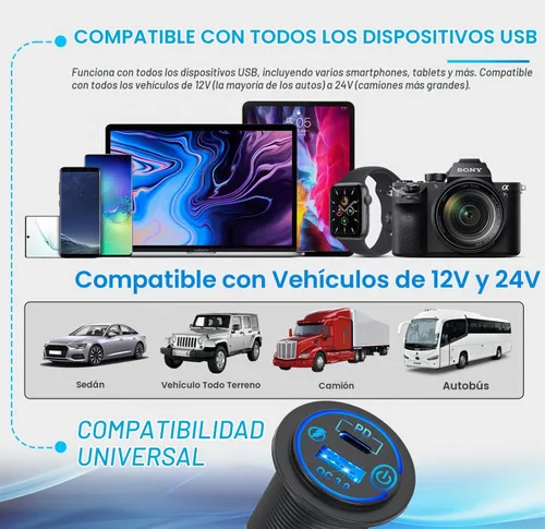 Vista 8 de Nilight 2 Pack PD Type C y QC 3.0 Panel de toma rápida USB con interruptor táctil LED ON Off, kit de cable fundido para coches, camiones