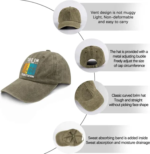 Vista 6 de devor Dad Hats Take Him to The Train Station Dad Hat, Graphic Dad Hats for Women