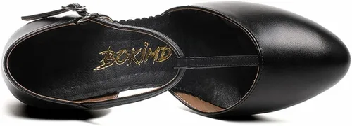 Vista 5 de Zapatos de tacón para baile de salón de baile de salón latino con correa en T para mujer, zapatos de baile de graduación, vestido de boda