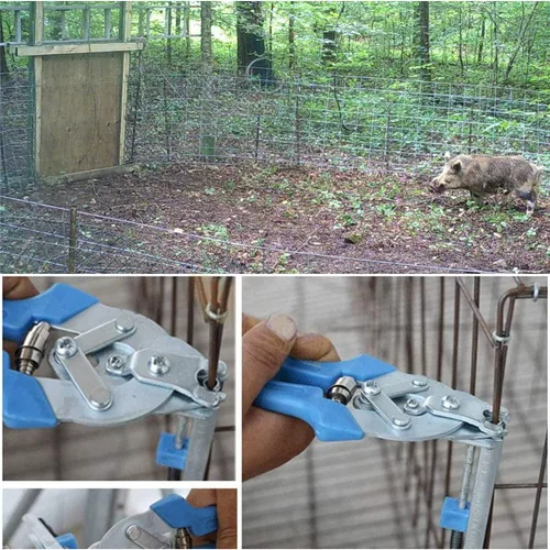 Vista 3 de Alicates de anillo de uñas tipo M, anillo de cerdo, pollo, pato, ganso, perro, gato, conejo, kit de abrazadera con ranura para clavos para jaulas