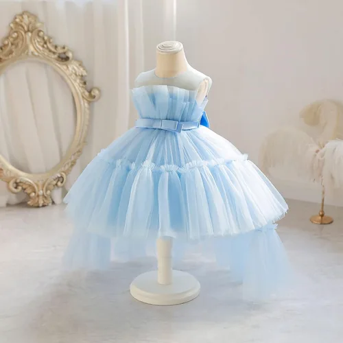 Vista 2 de Miipat Vestido de niña de flores para bebé, boda, fiesta, tul, princesa, vestido de baile, vestido formal con lazo para la cabeza