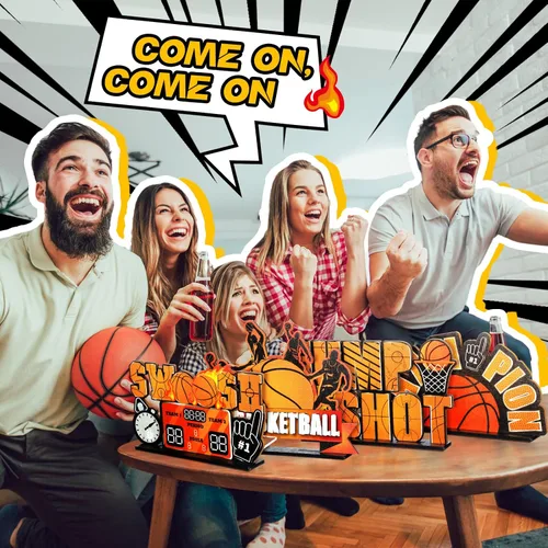 Vista 7 de 6 piezas de decoración de mesa de baloncesto para fiesta de cumpleaños de baloncesto, adornos de madera, centros de mesa para cumpleaños, baby shower