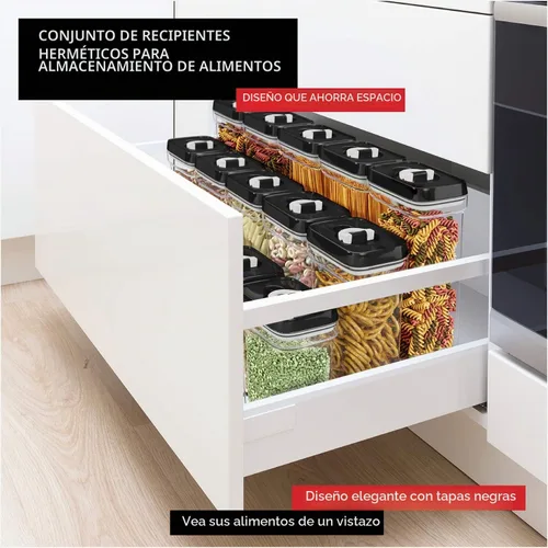 Vista 6 de DWËLLZA KITCHEN Contenedores herméticos para almacenamiento de alimentos con tapas, juego de 6 recipientes herméticos de almacenamiento de cocina 01