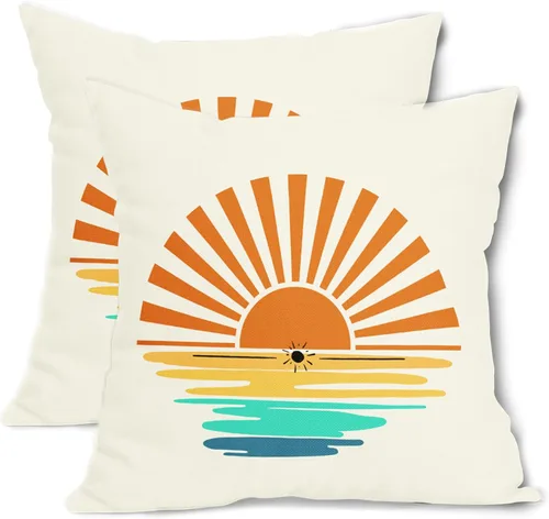 Vista 28 de Juego de 2 fundas de almohada de hojas de plantas tropicales de 20 x 20 pulgadas, juego de 2 fundas de almohada cuadradas de lino de algodón y hojas