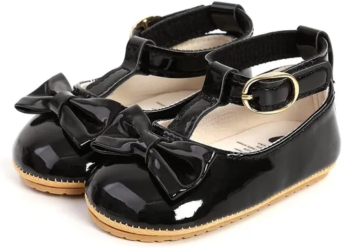 Vista 6 de SOFMUO Zapatos planos Mary Jane para bebés y niñas con lazo, zapatillas de ballet para niños pequeños, zapatos de vestir de princesa para boda