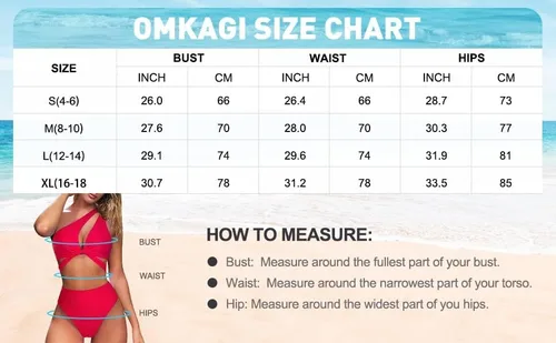 Vista 8 de OMKAGI Conjunto de bikini de cintura alta con corte de un hombro para mujer, traje de baño de 2 piezas