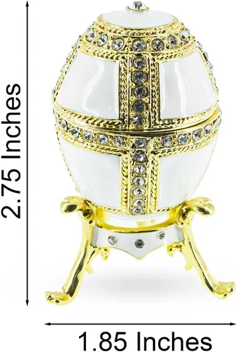 Vista 3 de BestPysanky 1890 Palacios Daneses Huevo de Pascua Imperial Real en Blanco
