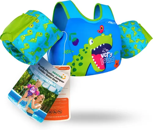 Vista 9 de AEOCOO Flotador Saltador de Charco 20-30-50-60-70 Libras, Chaleco de Natación para Niños Pequeños de 1-3-5-6-9 Años, Flotadores de Piscina