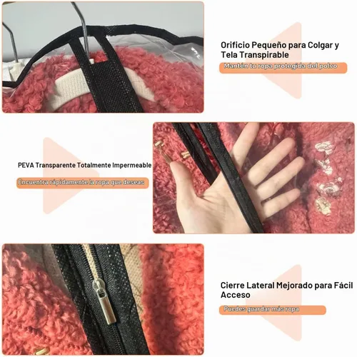 Vista 4 de Bolsas transparentes para colgar ropa de viaje (juego de 6) bolsas de traje para almacenamiento de ropa, bolsas de almacenamiento de ropa, funda