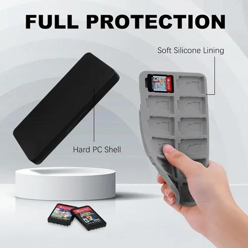 Vista 5 de FYY Switch Game Case for Nintendo Switch with Mirco SD Cards Holder, Portable Switch Game Card Case with 24 Game Card Slots & 24 Micro SD Card
