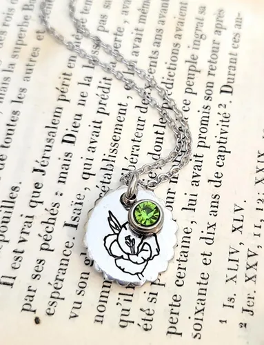 Vista 4 de Birth Month Flower and Birthstone Necklace