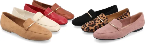 Vista 5 de Journee Collection Wrenn - Mocasines para mujer con muescas planas y puntera cuadrada, tacón de bloque sin cordones