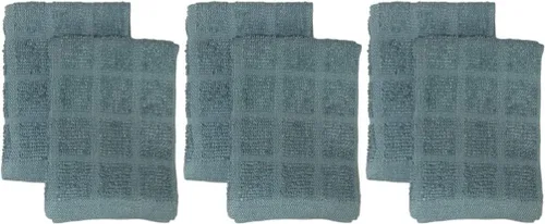 Vista 3 de Paquete de 6 paños de cocina para ventana, altamente absorbentes, 100% algodón, para lavar platos, tamaño: 12 x 12 pulgadas (azul)