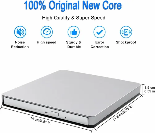 Vista 5 de Unidad externa de CD DVD tipo C USB 3.0 portátil CD DVD Burner/Writer Unidad de disco óptico lector para MacBook Pro Air iMac Laptop PC
