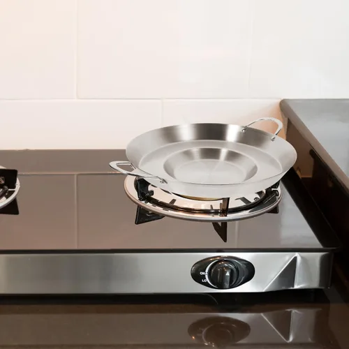 Vista 10 de Hemoton Sartén mexicana cóncava de acero inoxidable de 19.7 pulgadas para freír y freír compatible con cocinas de gas y de inducción