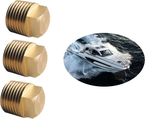 Vista 6 de DEWHEL Tapones de drenaje de latón NPT de 1/2 pulgada, 3 tapones de drenaje de repuesto para casco de barco para Bayliner Four Winns Glastron Larson
