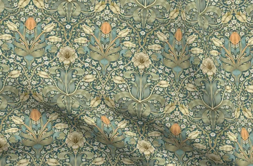 Vista 4 de Spoonflower Tela William Morris tradicional sobre algodón pétalo Patio Prado Wildflower Edwardian Uso para coser acolchar ropa decoración