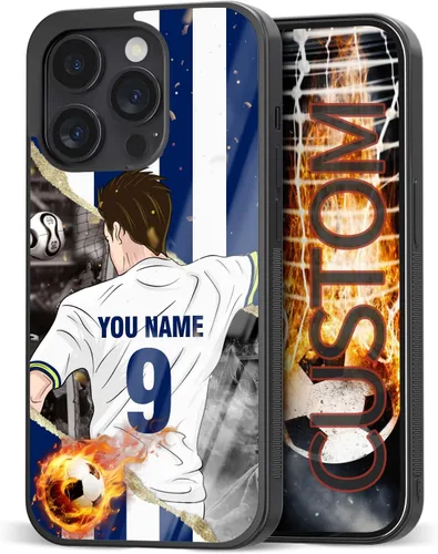 Vista 24 de Fundas personalizadas con nombre y número de fútbol para iPhone 11, 12, 13, 14, 15, 16, 17, 16 Pro Max Plus Mini, Samsung Galaxy Note10 Note20 S8 9
