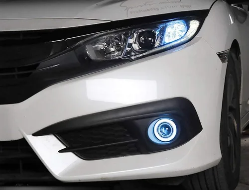 Vista 5 de iJDMTOY OEM reemplaza xenón blanco LED halo Angel Eyes proyector lente retrofit faros antiniebla compatibles con Honda Civic Sedan/Coupe/Hatchback
