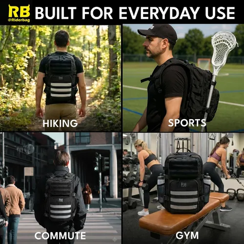 Vista 5 de Riderbag Xtreme - Bolsa de viaje táctica de 30 litros (negro) From Work to Workout, Tactical Everyday Carry, Motorcycle Commuting, Weekend Travel