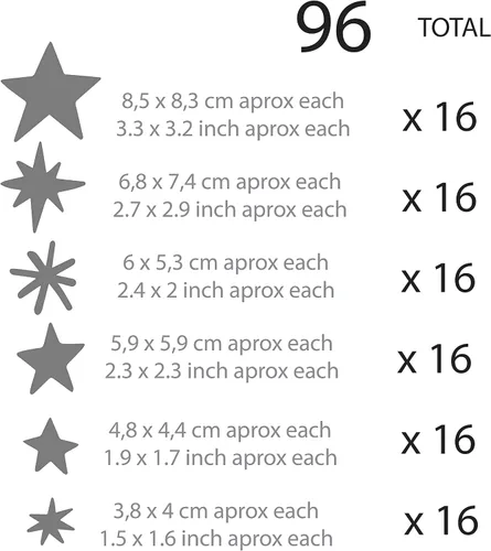 Vista 5 de Mix Stars Sky - Calcomanías de pared para niños, habitación de bebé, cuarto de bebé y sala de estar. 96 piezas calcomanías adhesivas de vinilo