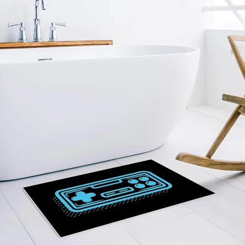 Vista 2 de Sabolny Tapete para puerta de entrada de videojuegos color azul para niños consola de consola de gamepad antideslizante entrada delantera bienvenida