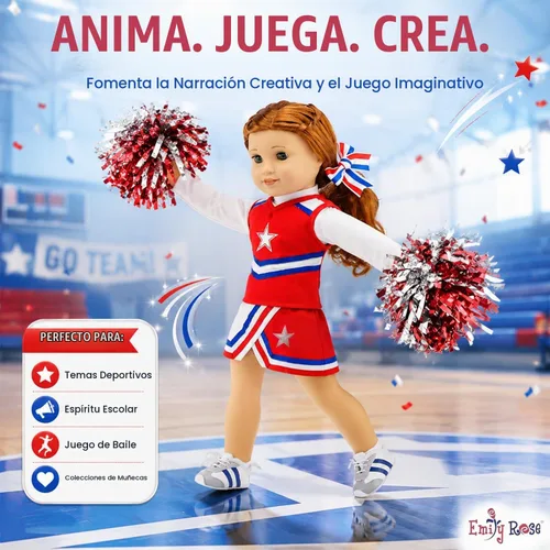 Vista 4 de Conjunto de 7 piezas de muñeca de 18 pulgadas con pompones, zapatos