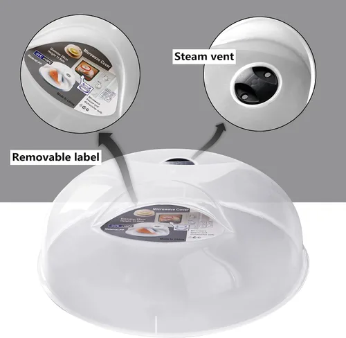 Vista 3 de Tapa grande para microondas contra salpicaduras para alimentos, cubierta de microondas con rejillas de ventilación de vapor, 3.8 cm, libre de BPA