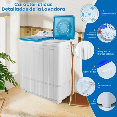 Vista 3 de Dawmilon Lavadora Portátil de Doble Tina - Lavadora Compacta de 14 libras (9.5 libras) y Secadora Centrífuga (4.5 libras) Combo con Bomba de Drenaje