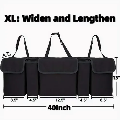 Vista 2 de AOPHY Organizadores y almacenamiento para auto, organizador colgante para asiento trasero con 5 bolsillos, bolsa de organización impermeable