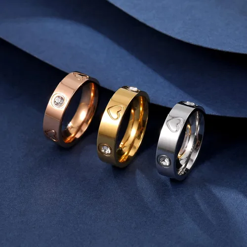 Vista 7 de 3PCS Love Friendship Rings for Women Girl 18K Gold Silver Rose Plated Cubic Zirconia Titanium Steel Promise Ring Wedding Band Jewelry Birthday Gifts