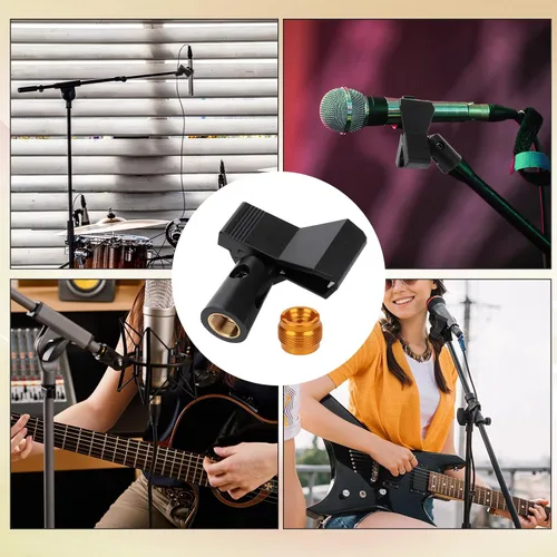 Vista 6 de 2 clips de micrófono, clip de montaje de micrófono ajustable, clip de soporte de micrófono, soporte de abrazadera de micrófono con adaptador macho