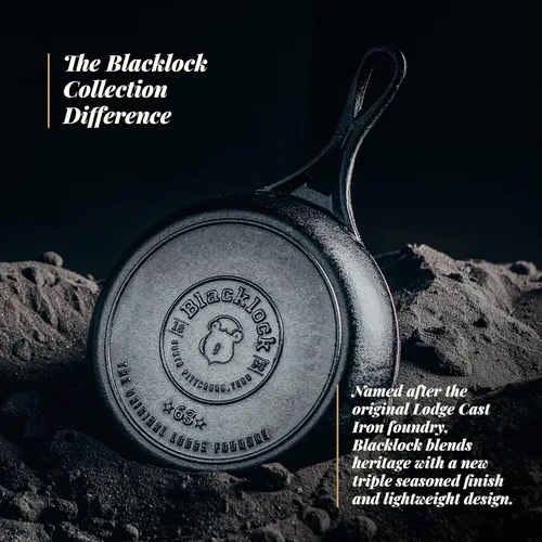 Vista 6 de Lodge Blacklock - Sartén de hierro fundido triple sazonado de 7 pulgadas, ligera, fácil de limpiar, utensilios de cocina prémium