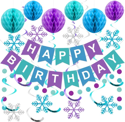 Vista 21 de meowtastic Birthday Decorations Happy Birthday Banner with Honeycomb Balls Negro y azul