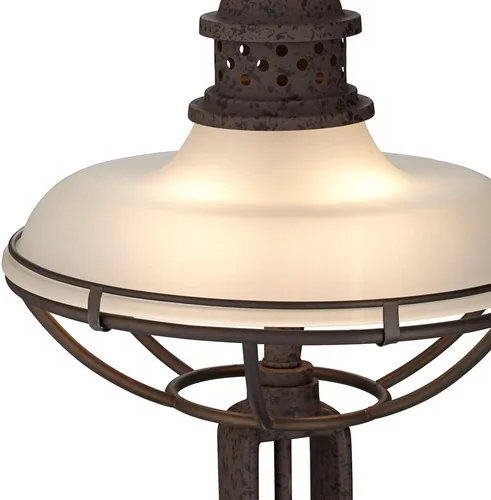 Vista 5 de Franklin Iron Works Lámpara de mesa rústica de estilo industrial vintage, jaula abierta de 26.5 pulgadas de alto, bronce óxido, marrón, media cúpula