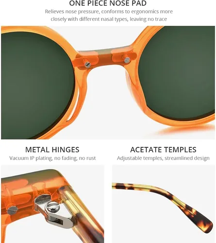 Vista 2 de HEPIDEM Acetate - Gafas de sol polarizadas redondas retro vintage para mujer protección UV UV400