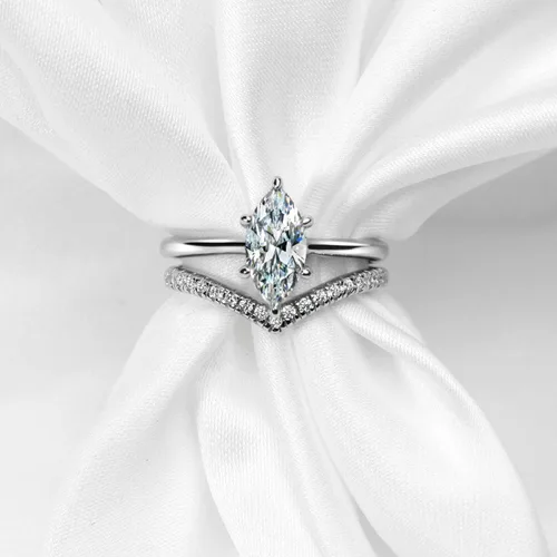 Vista 4 de michooyel S925 - Anillo de compromiso 2 en 1 de 1.5 quilates, corte marquesa para mujer, anillo de boda, anillo de novia, anillo de promesa de plata
