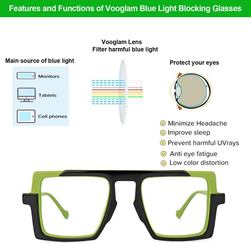 Vista 5 de VOOGLAM Gafas de aviador con luz azul para mujeres y hombres, anti fatiga ocular UV, ojos secos, computadora, teléfono, televisión, gafas Ilene