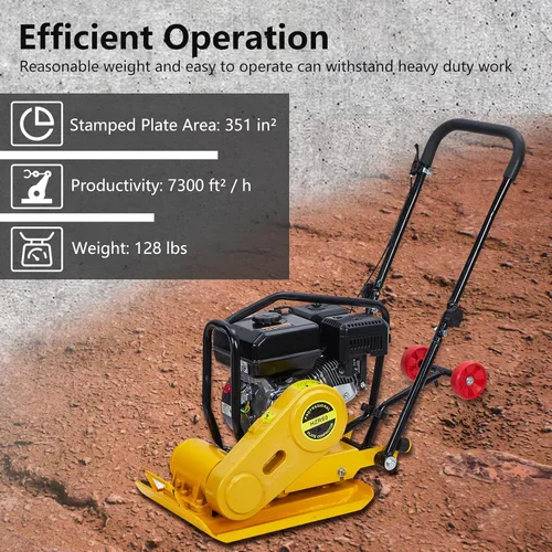 Vista 5 de GarveeHome 7HP Plataforma compactadora de pisón, motor de gas de 212 CC, manipulación vibratoria de compactación de 4200 libras, 22.1 x 15.9