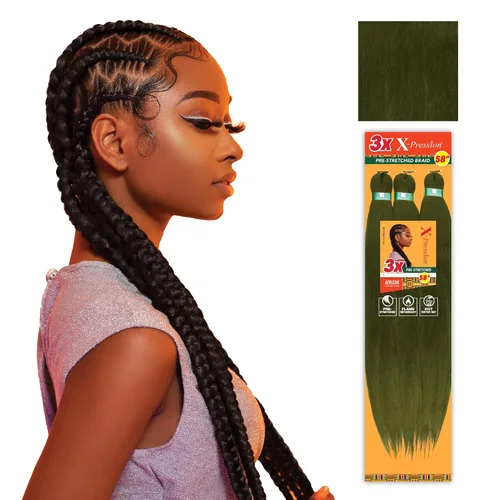 Vista 69 de Sensationnel X-Pression - Trenzas sintéticas prestiradas, 3 unidades, 58 pulgadas, negro azabache 1 Cabello trenzado, Kanekalon, ignífugo