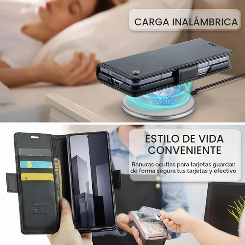 Vista 4 de Funda para Samsung Galaxy Z Fold 6, Funda de Cartera de Cuero PU Premium con Tapa Plegable con [Bloqueo RFID][Portador de Tarjetas][Función de Negro