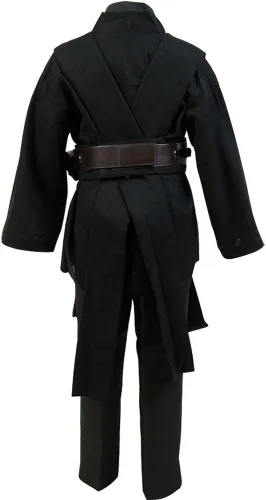 Vista 4 de CosplaySky Disfraz de túnica para niños, túnica de Halloween, uniforme con capucha, color negro y marrón