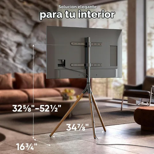 Vista 2 de ONKRON Soporte de TV con caballete para pantalla de 32 a 65 pulgadas de hasta 77 libras, soporte de trípode giratorio de 360°, altura ajustable Negro