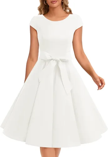 Vista 4 de Dressystar - Vestidos clásicos de fiesta con mangas casquillo, estilo Rockabilly y retro de la década de 1950