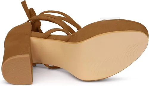 Vista 6 de Allegra K Sandalias de tacón grueso transparentes con cordones para mujer, Transparente