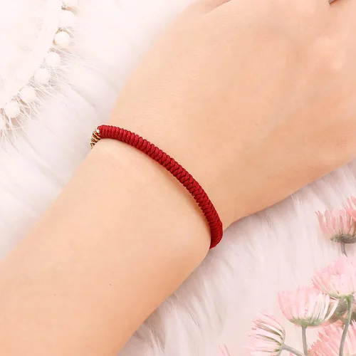 Vista 12 de Pulseras tibetanas hechas a mano con cuerda roja para él y ella, pulsera de la amistad, pulsera de la amistad, hilo negro y rojo para protección